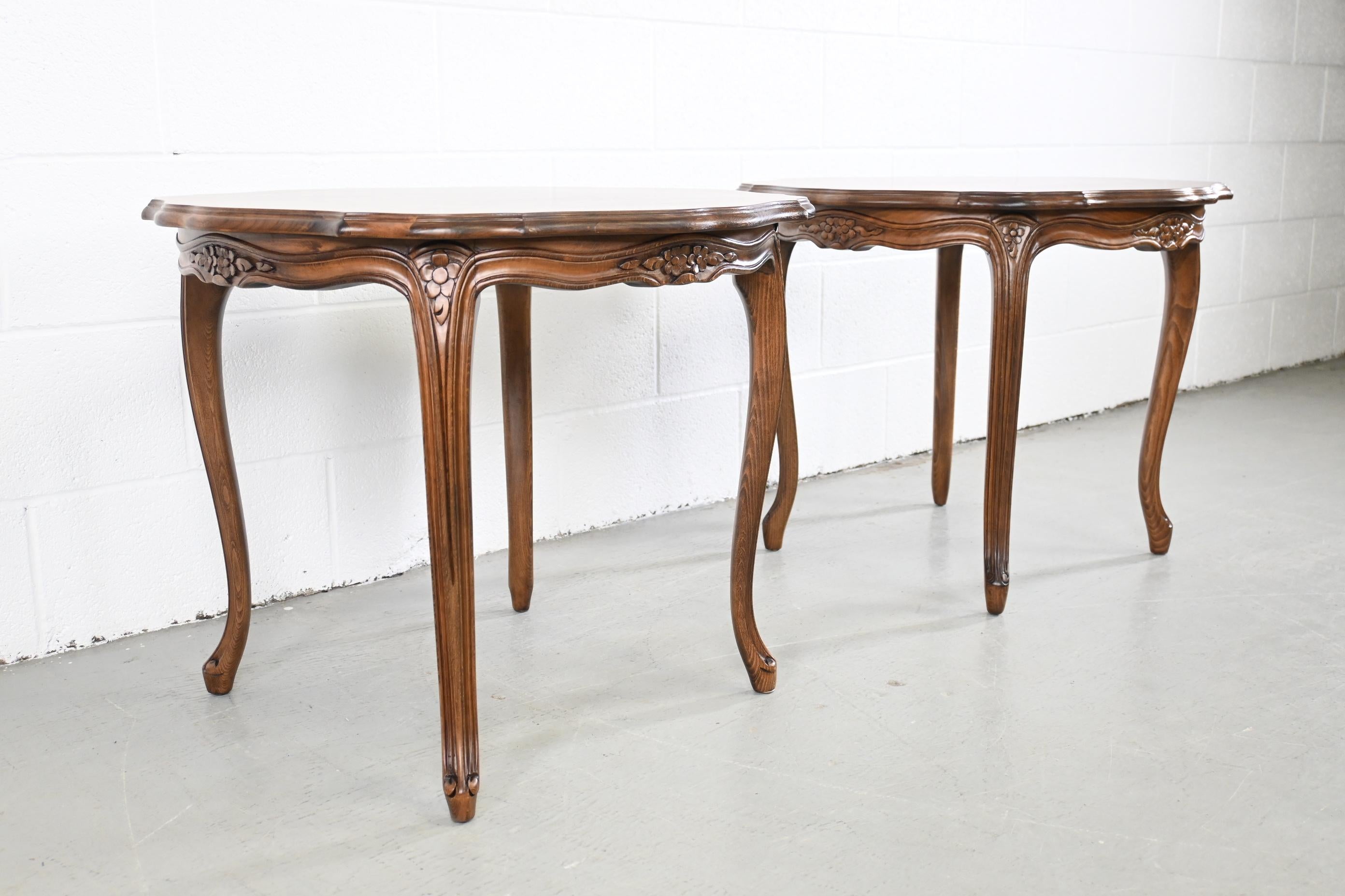 Karges Furniture French Provincial Burled Walnut End Tables, a Pair For Sale 2