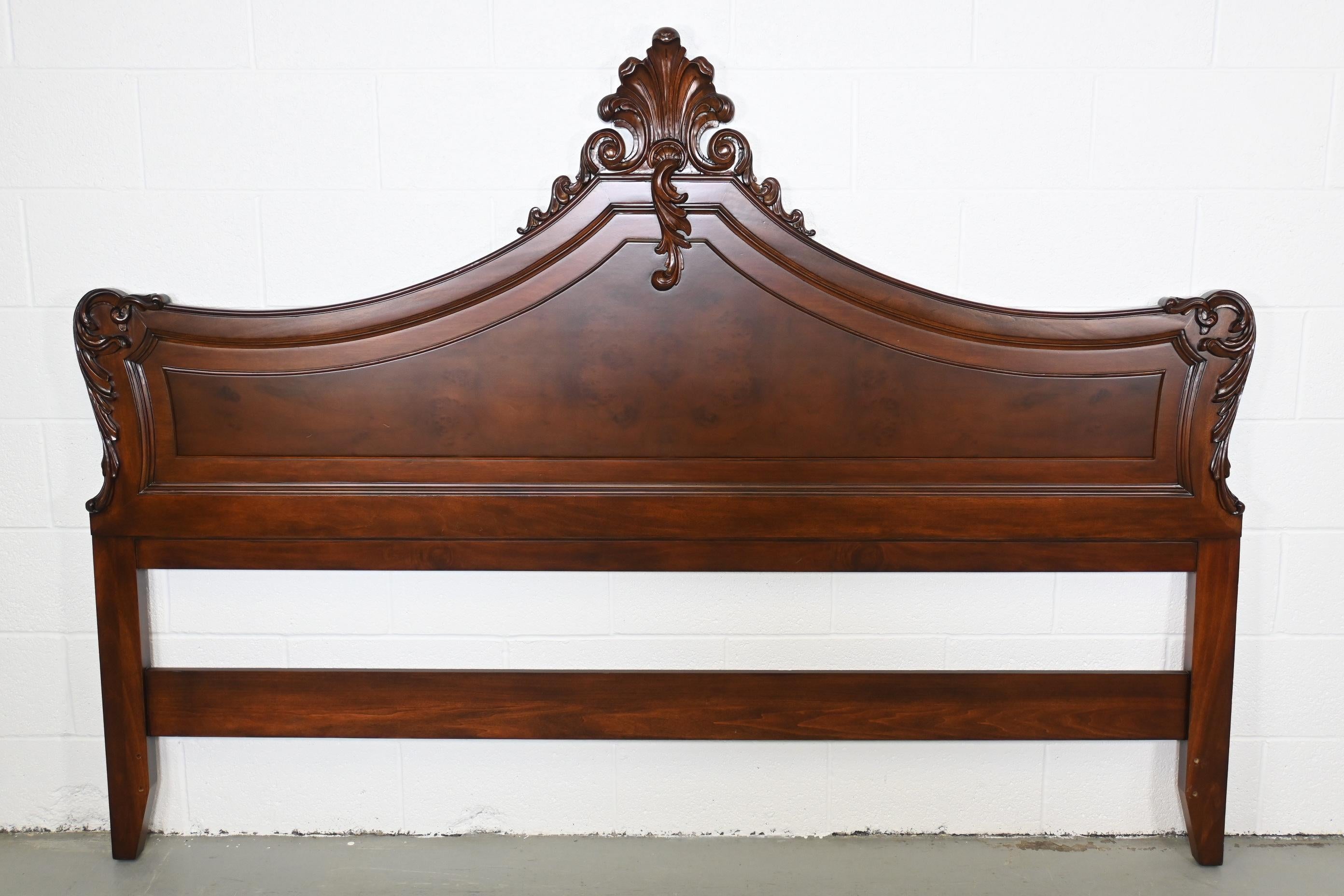 Karges Furniture French Rococo Style Burl Wood King Headboard In Excellent Condition In Morgan, UT