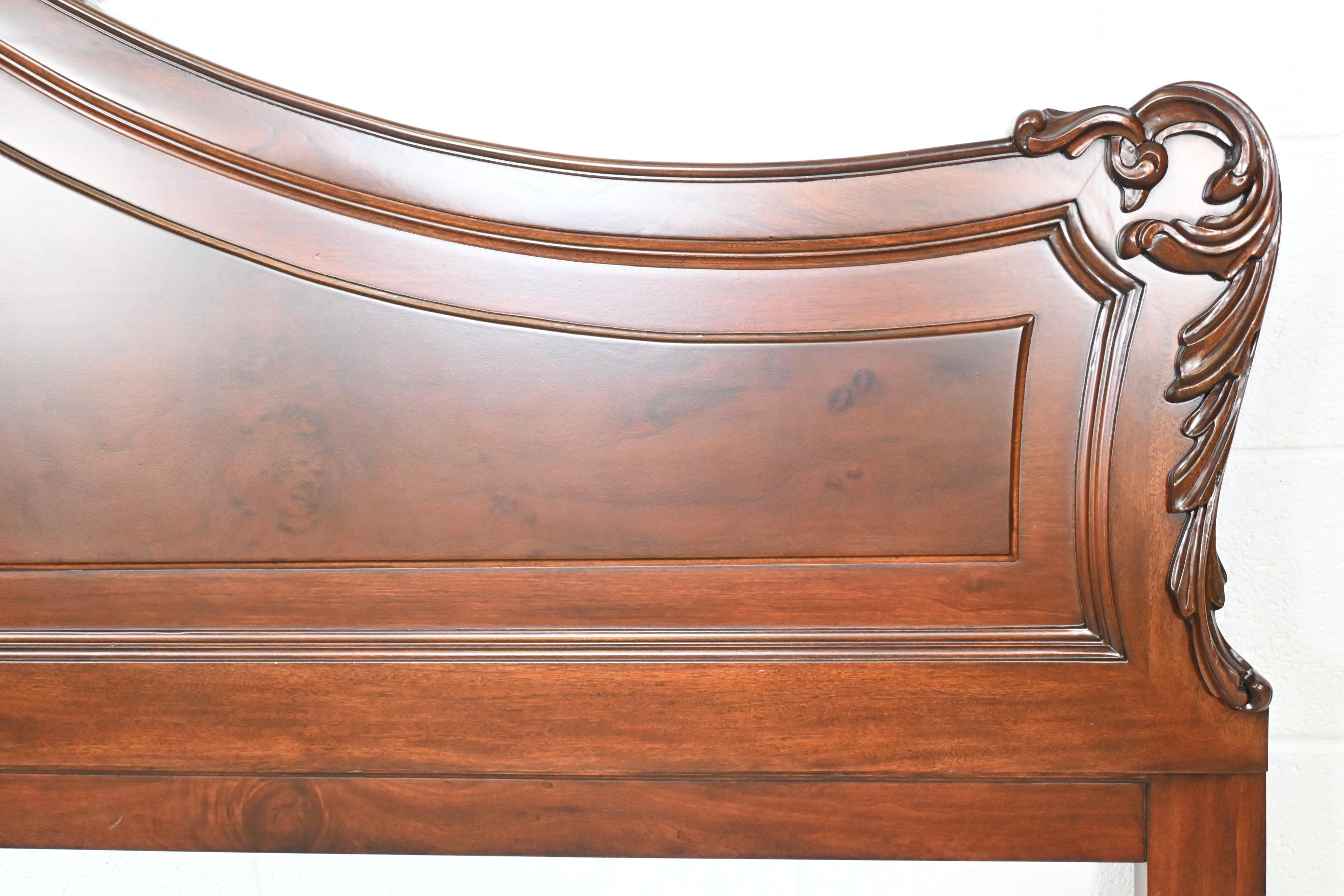 Late 20th Century Karges Furniture French Rococo Style Burl Wood King Headboard
