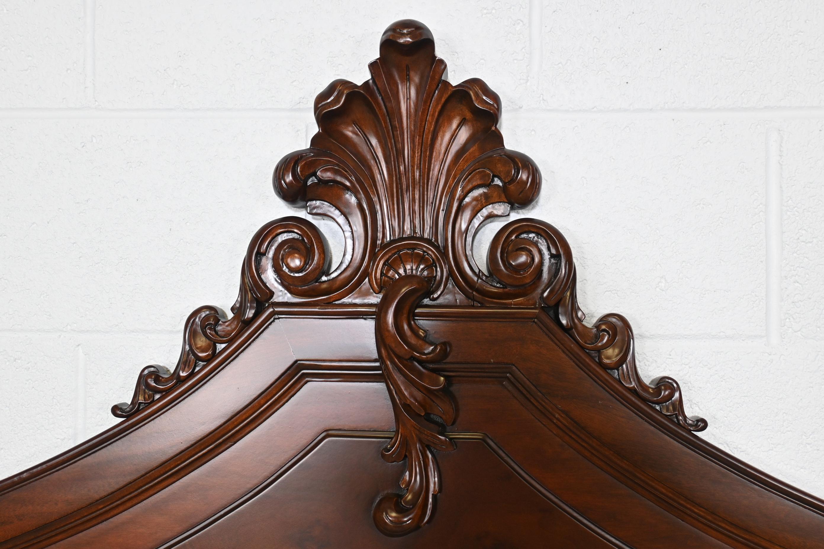 Walnut Karges Furniture French Rococo Style Burl Wood King Headboard