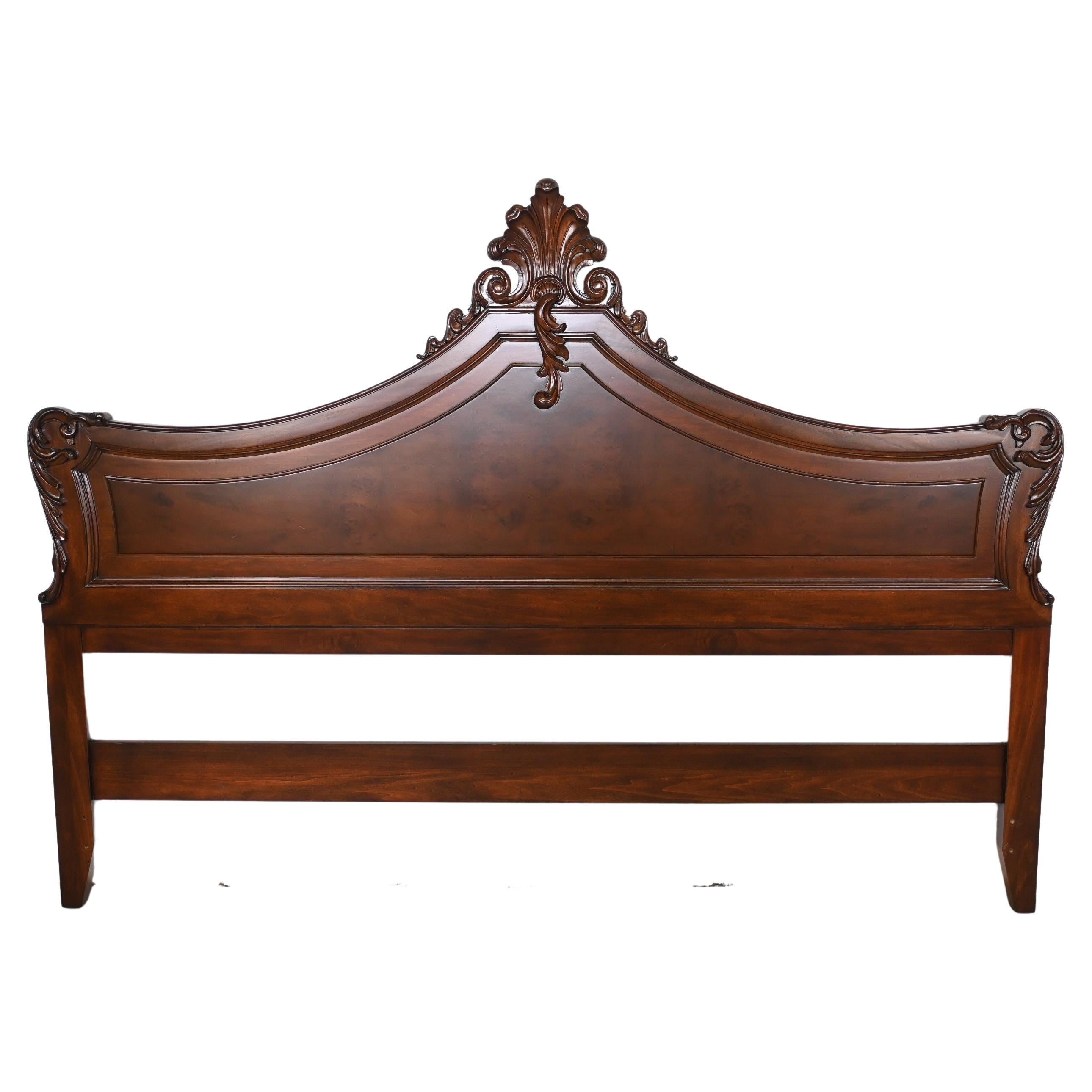 Karges Furniture French Rococo Style Burl Wood King Headboard