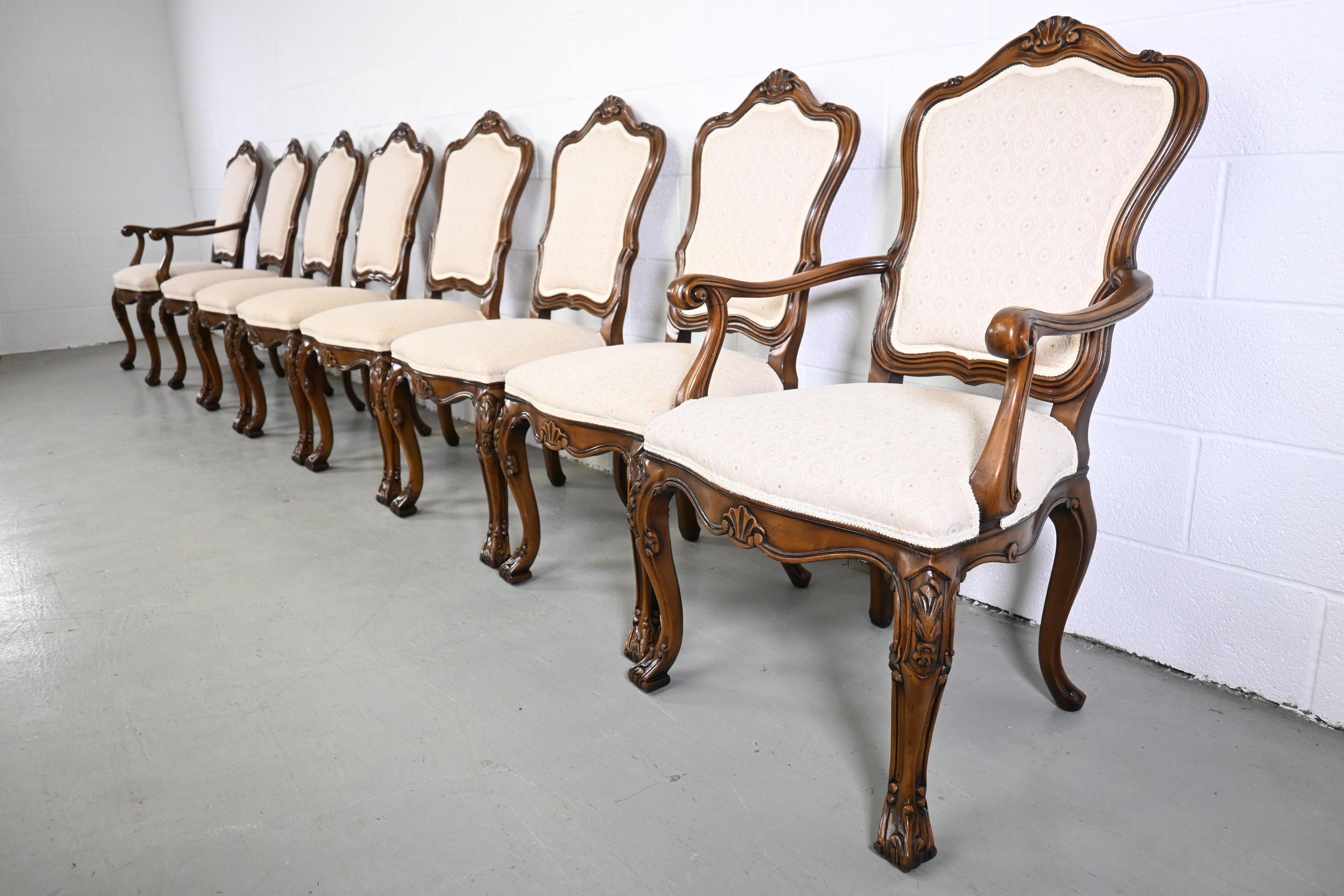 American Karges Furniture Louis XV French Provincial Dining Chairs, Set of 8