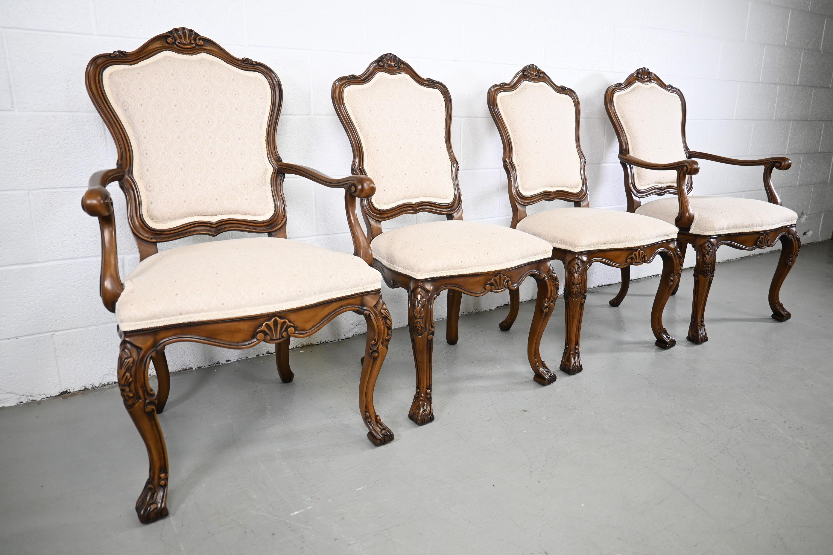 Wood Karges Furniture Louis XV French Provincial Dining Chairs, Set of 8