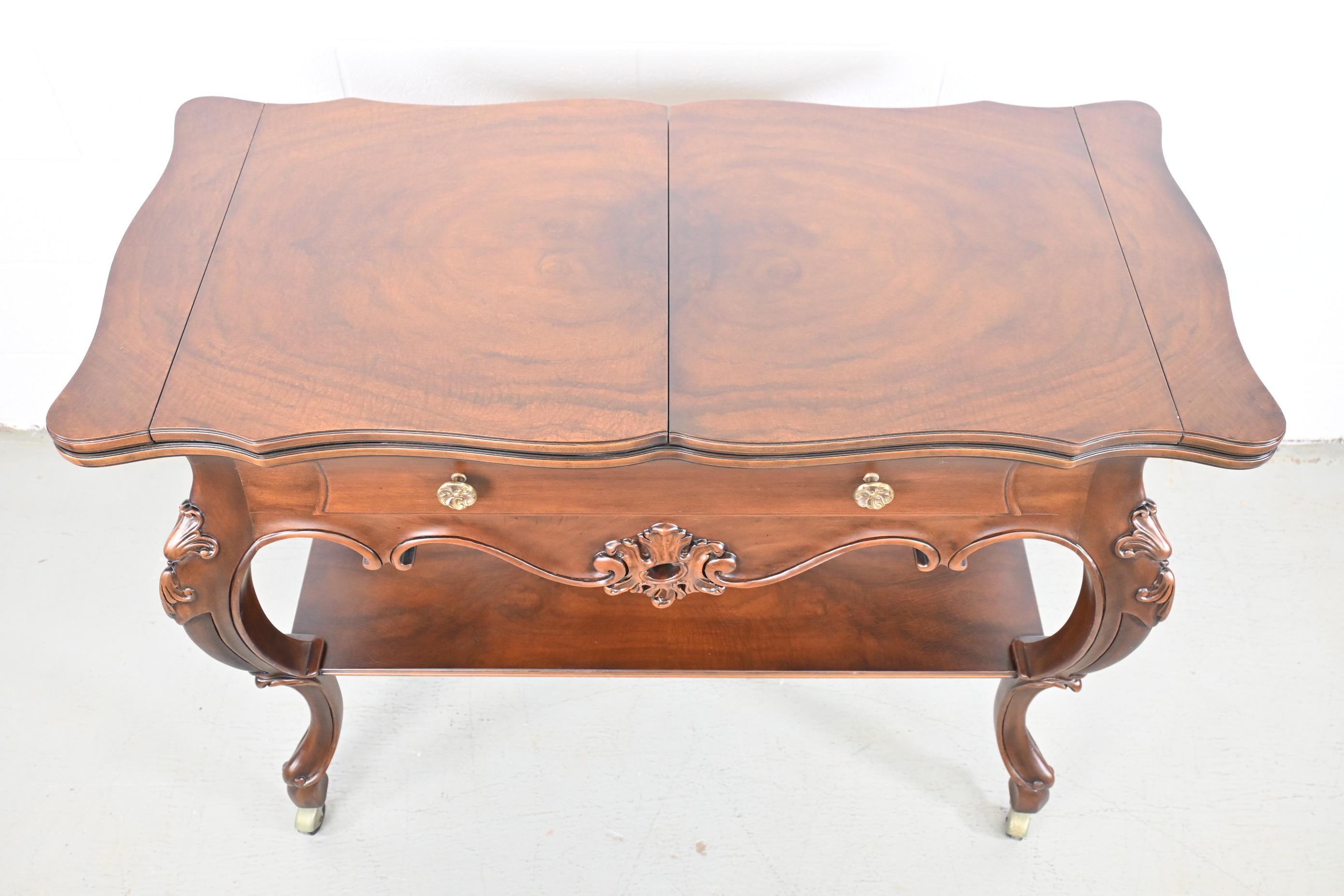 Late 20th Century Karges Furniture Louis XV French Provincial Flip Top Walnut Server For Sale