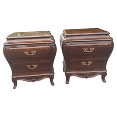 Retro Karges Furniture Louis XVI Mahogany Bombe Nightstands Commodes, a Pair