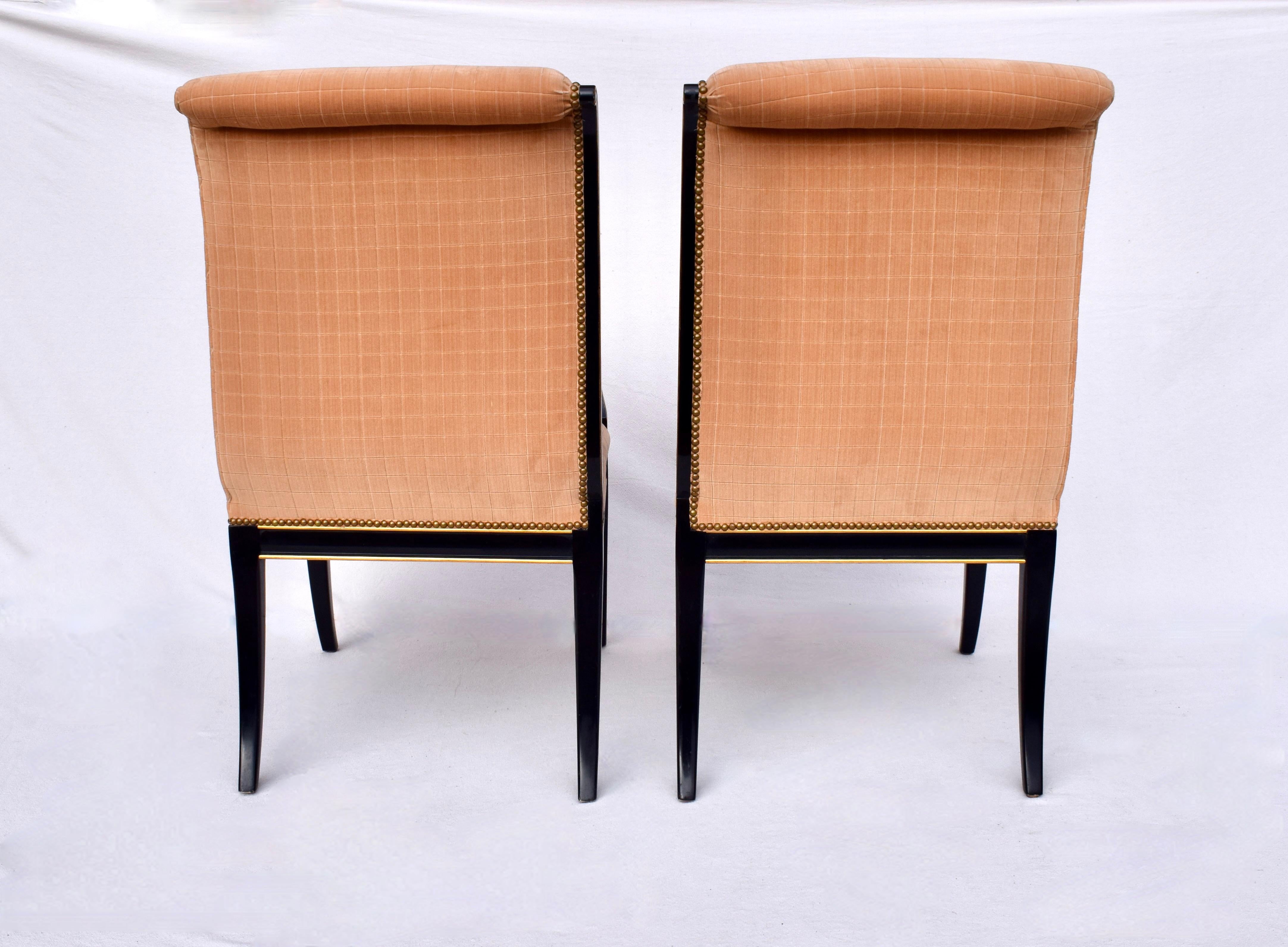 Lacquered Karges Furniture Parler Deux Right & Left Regency Chairs For Sale