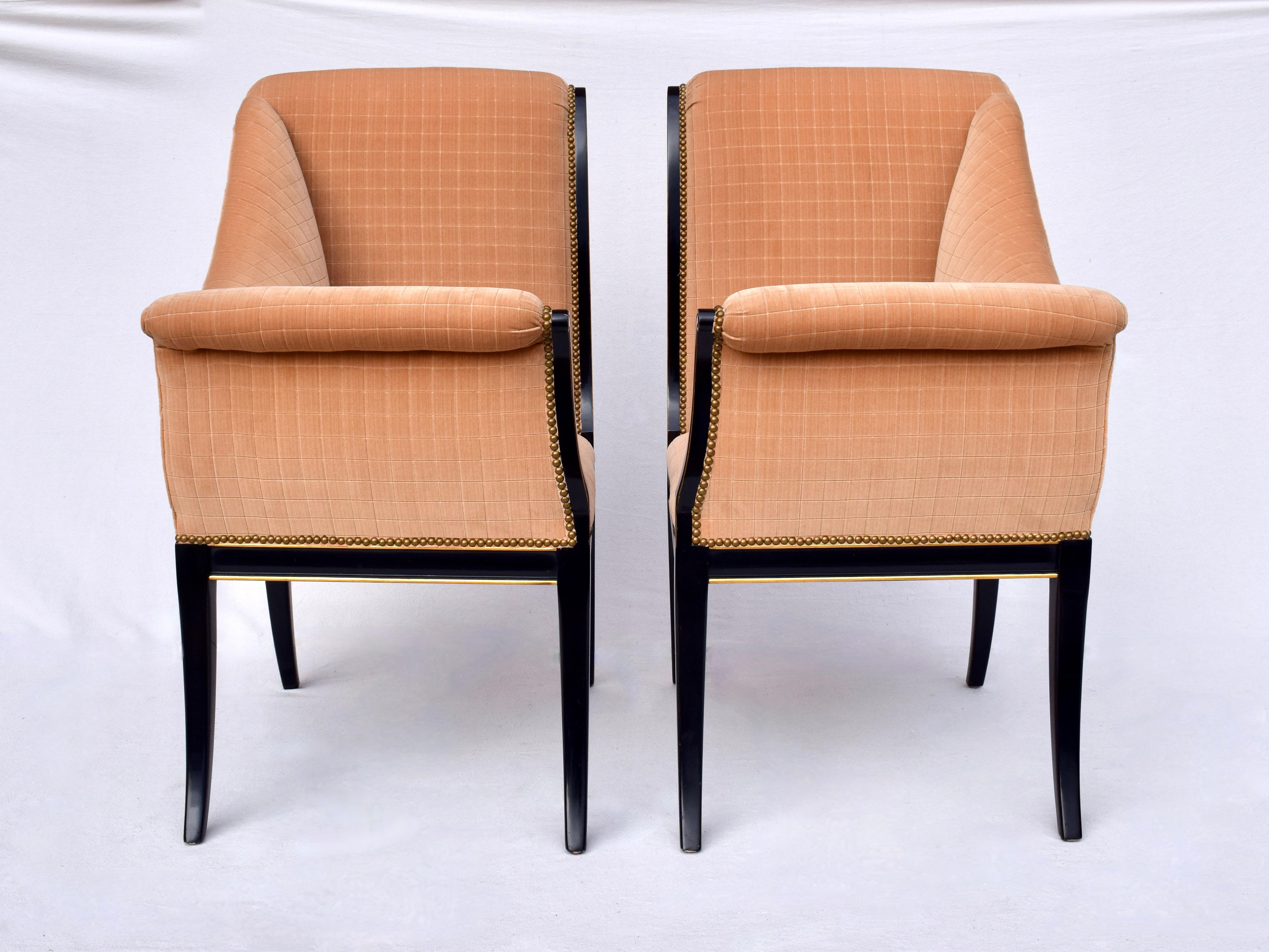 Brass Karges Furniture Parler Deux Right & Left Regency Chairs For Sale