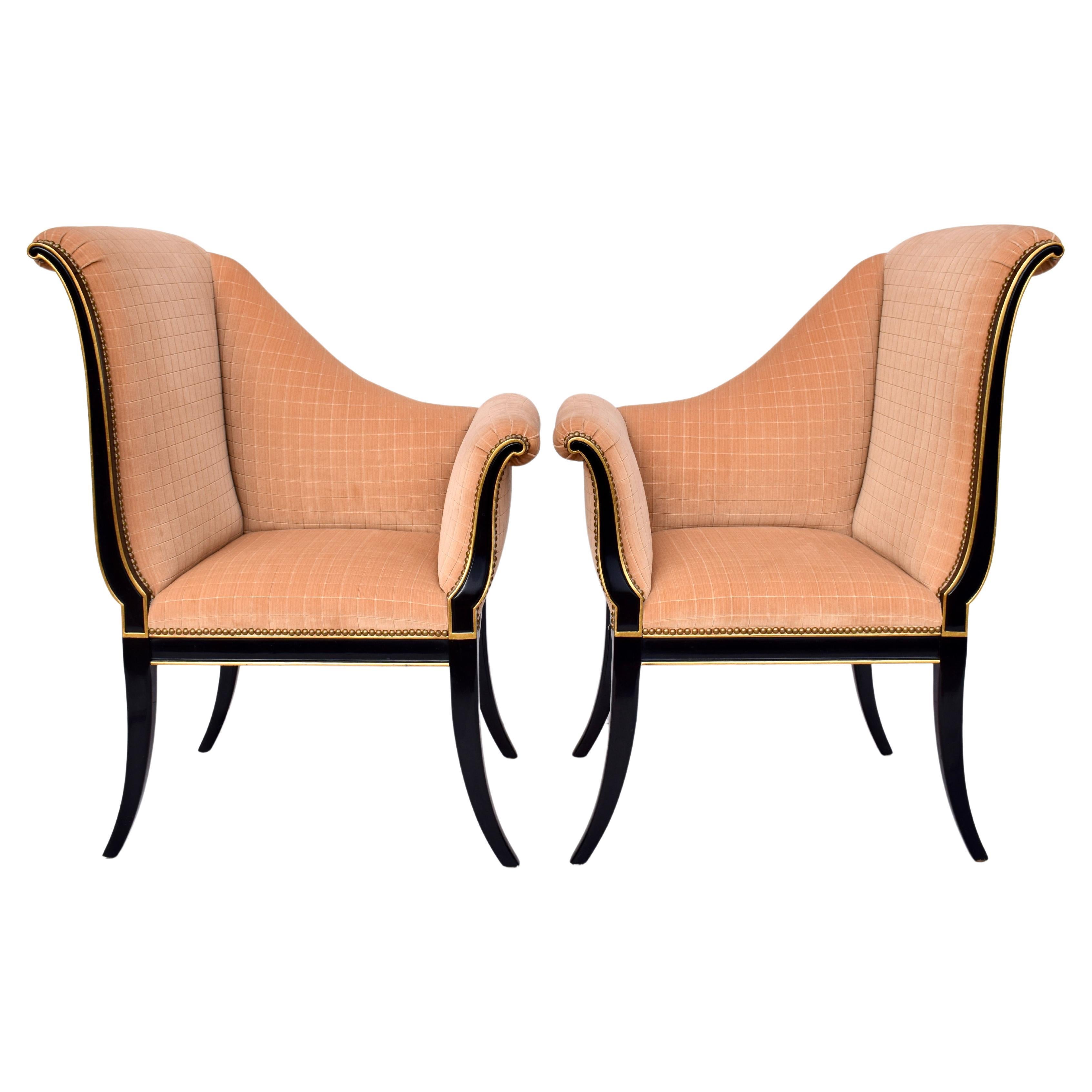 Karges Furniture Parler Deux Right & Left Regency Chairs For Sale