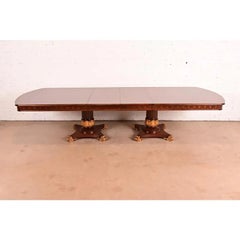Karges Furniture Style Neoclassical Burlwood Dining Table, Newly Refinished
