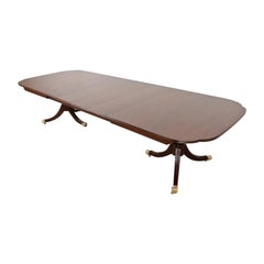 Karges Georgian Mahogany Pedestal Extension Dining Table, Newly Refinished