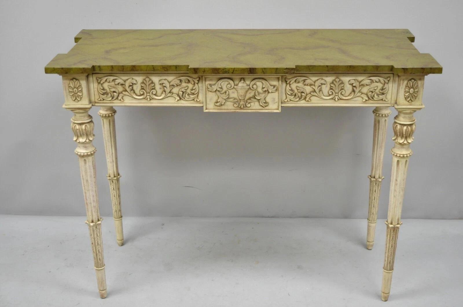 Karges Italian Neoclassical Swedish Style Carved Console Table with One Drawer For Sale 6