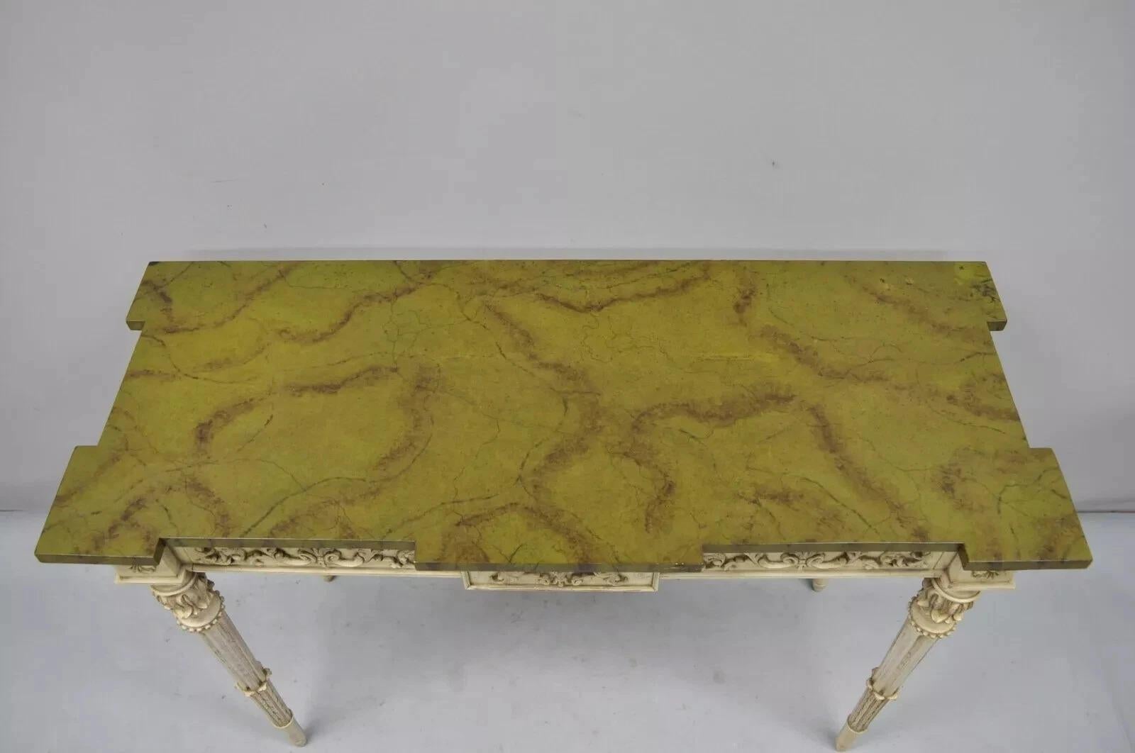 Wood Karges Italian Neoclassical Swedish Style Carved Console Table with One Drawer For Sale