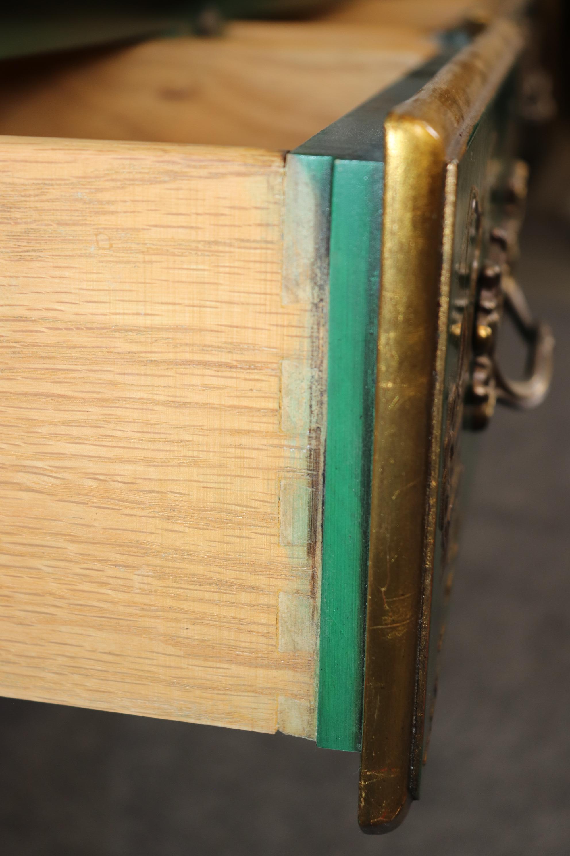 Karges Louis XV Style Green Chinoiserie Style Leather Top Desk 7