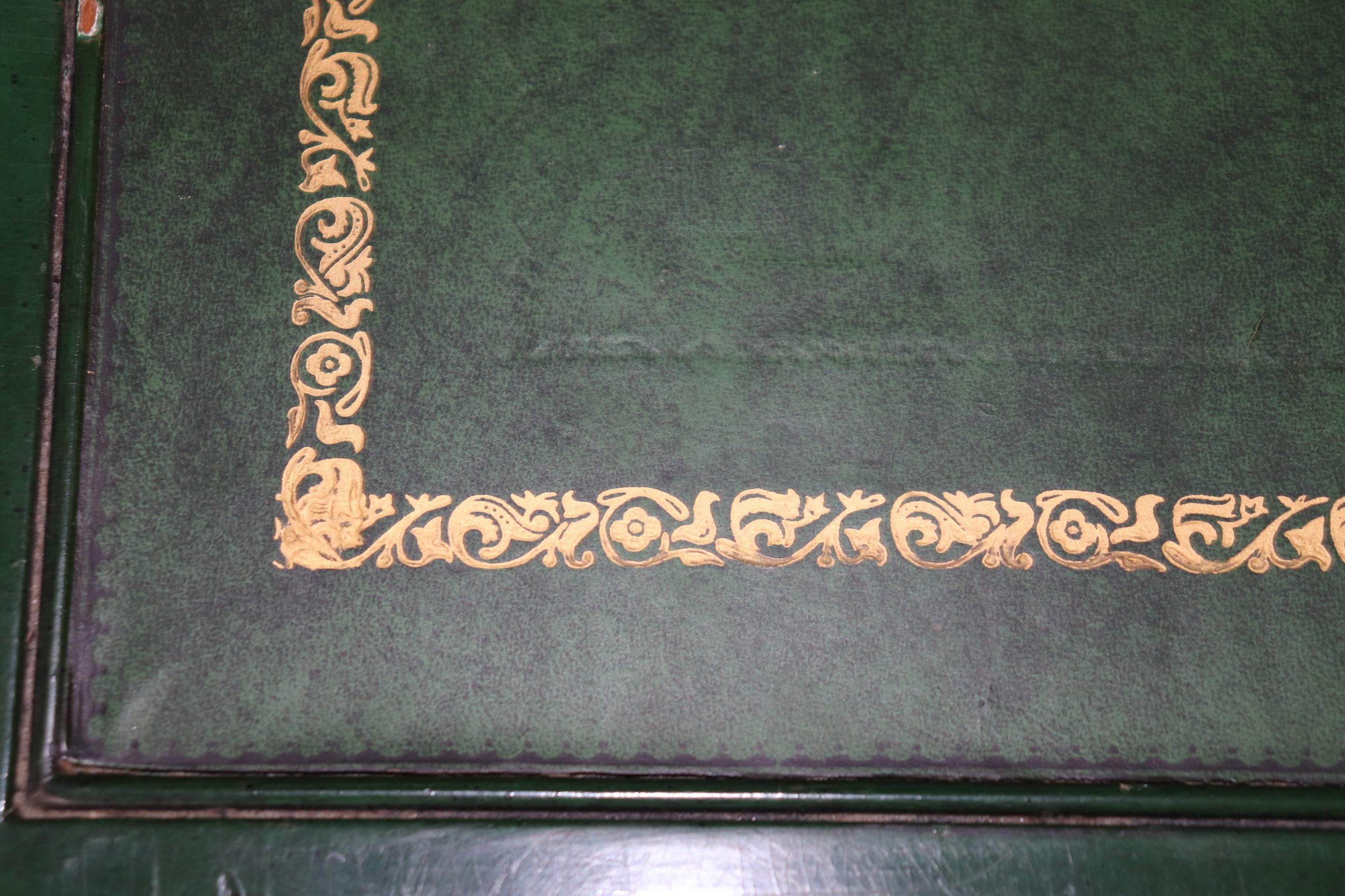 Karges Louis XV Style Green Chinoiserie Style Leather Top Desk 14