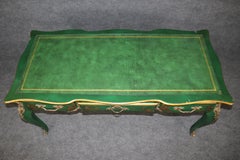 Karges Louis XV Style Green Chinoiserie Style Leather Top Desk