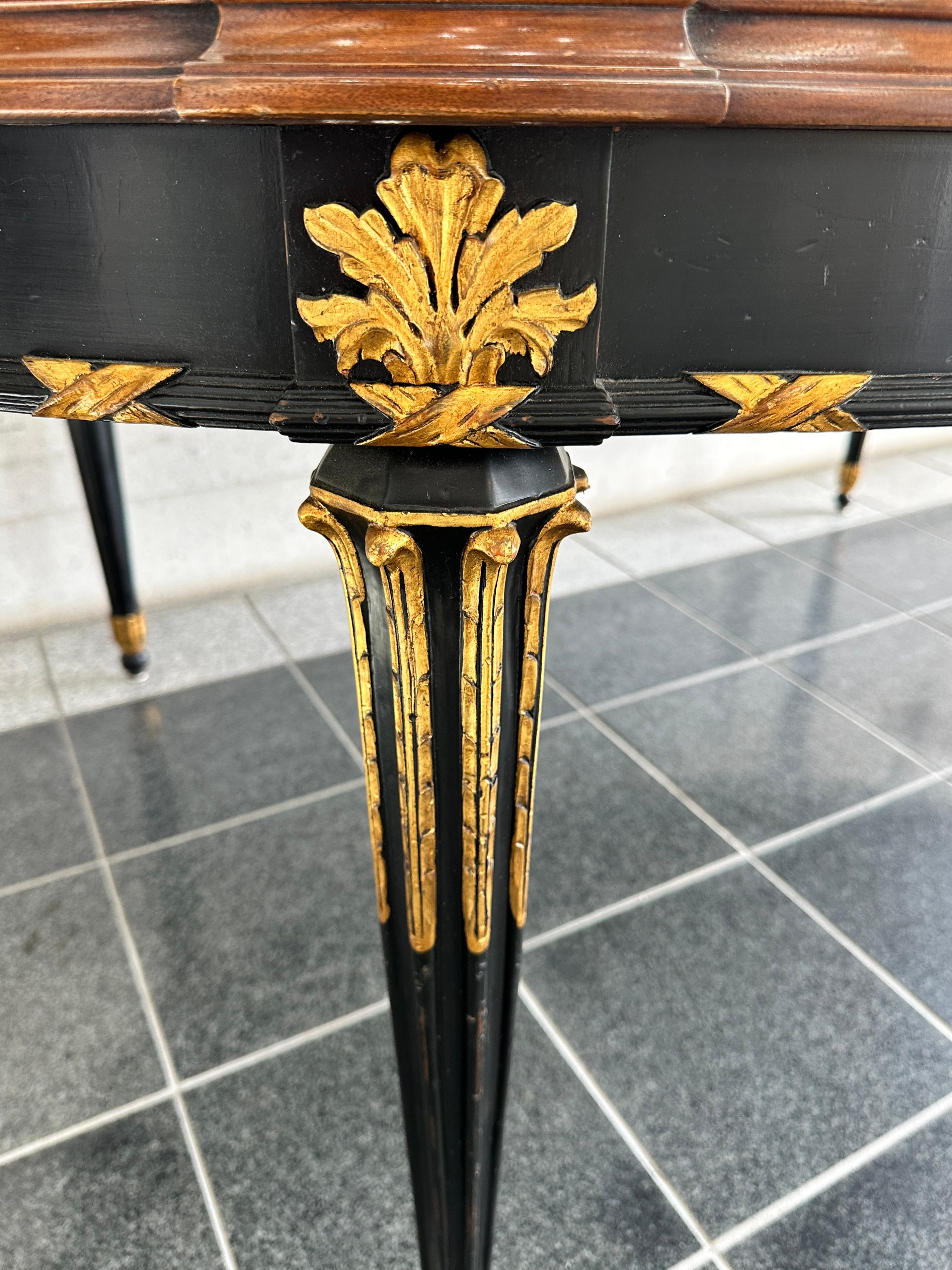 American Karges Louis XVI Gilt And Ebonized Dining Table For Sale