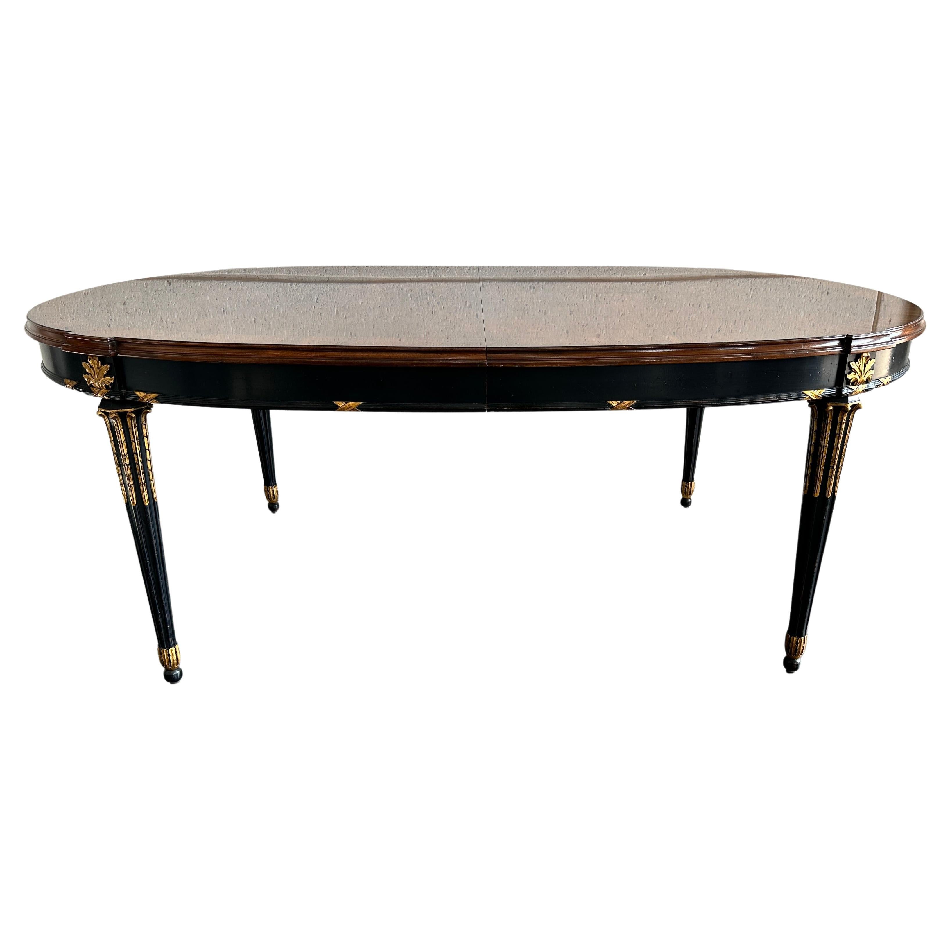 Table de salle à manger Karges Louis XVI dorée et ébonisée