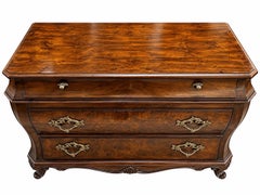 Karges Louis XVI Style Bombe Burl Walnut Three-Drawer Commode or Chest, 1980's