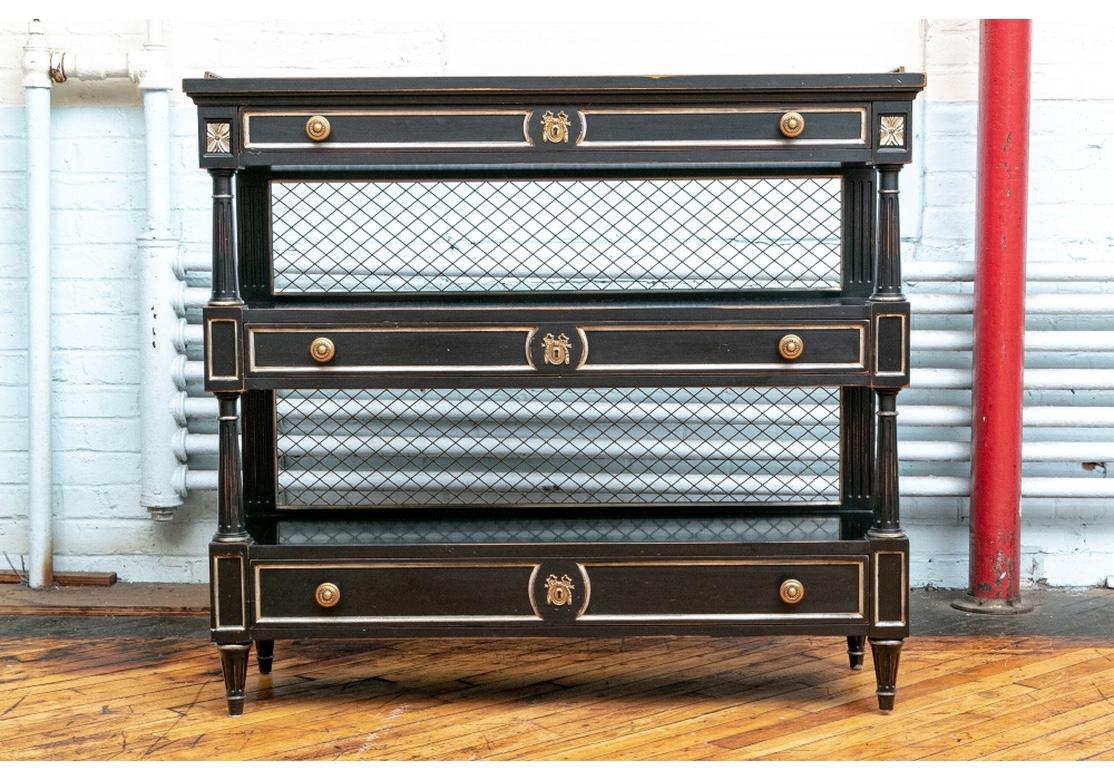 Karges Louis XVI Style Tiered Server in Ebonized Finish In Good Condition In Bridgeport, CT