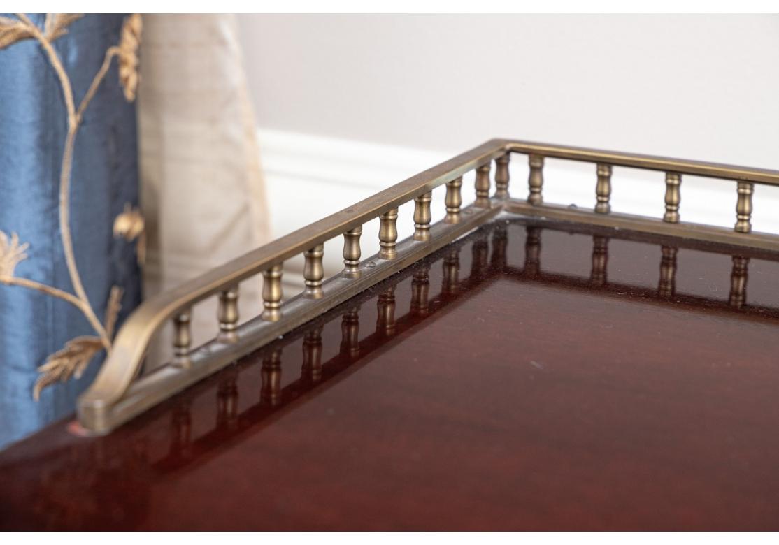 American Karges Mahogany Three Tier Server with Brass Mesh Back