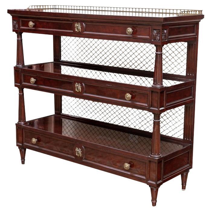 Karges Mahogany Three Tier Server with Brass Mesh Back