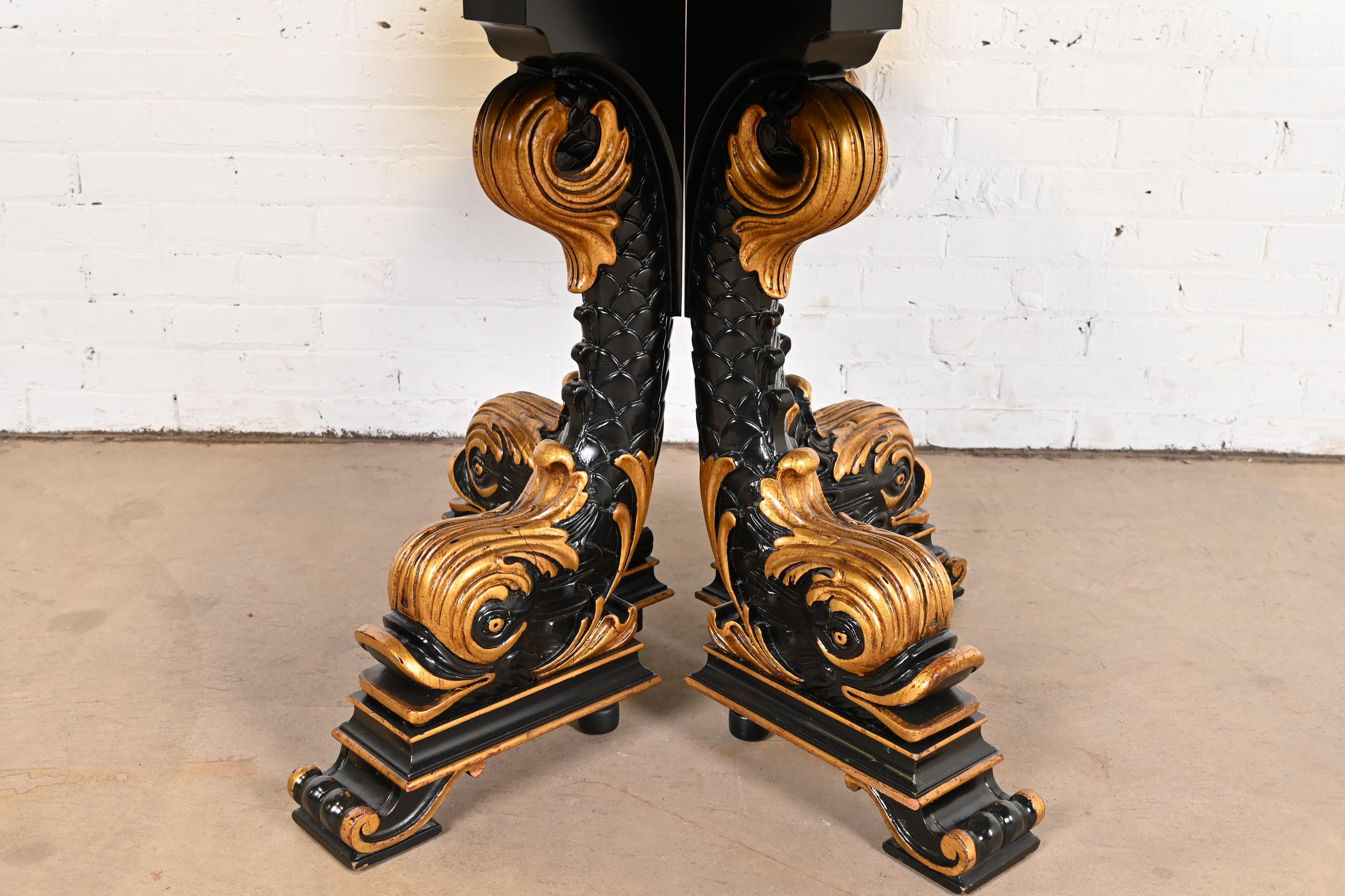 Karges Regency Burled Walnut Dolphin Base Extension Dining Table, Newly Restored 11