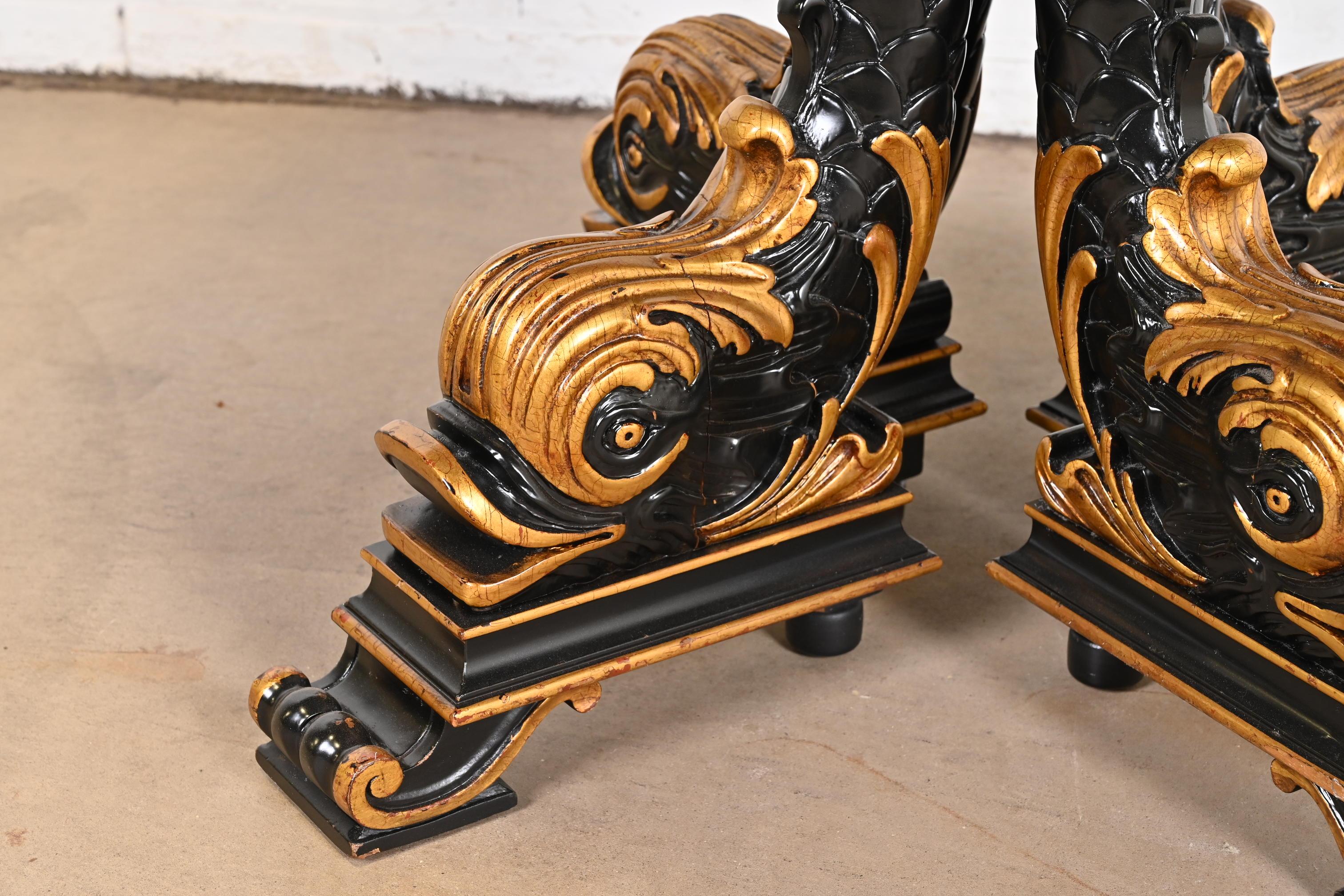 Karges Regency Burled Walnut Dolphin Base Extension Dining Table, Newly Restored 12