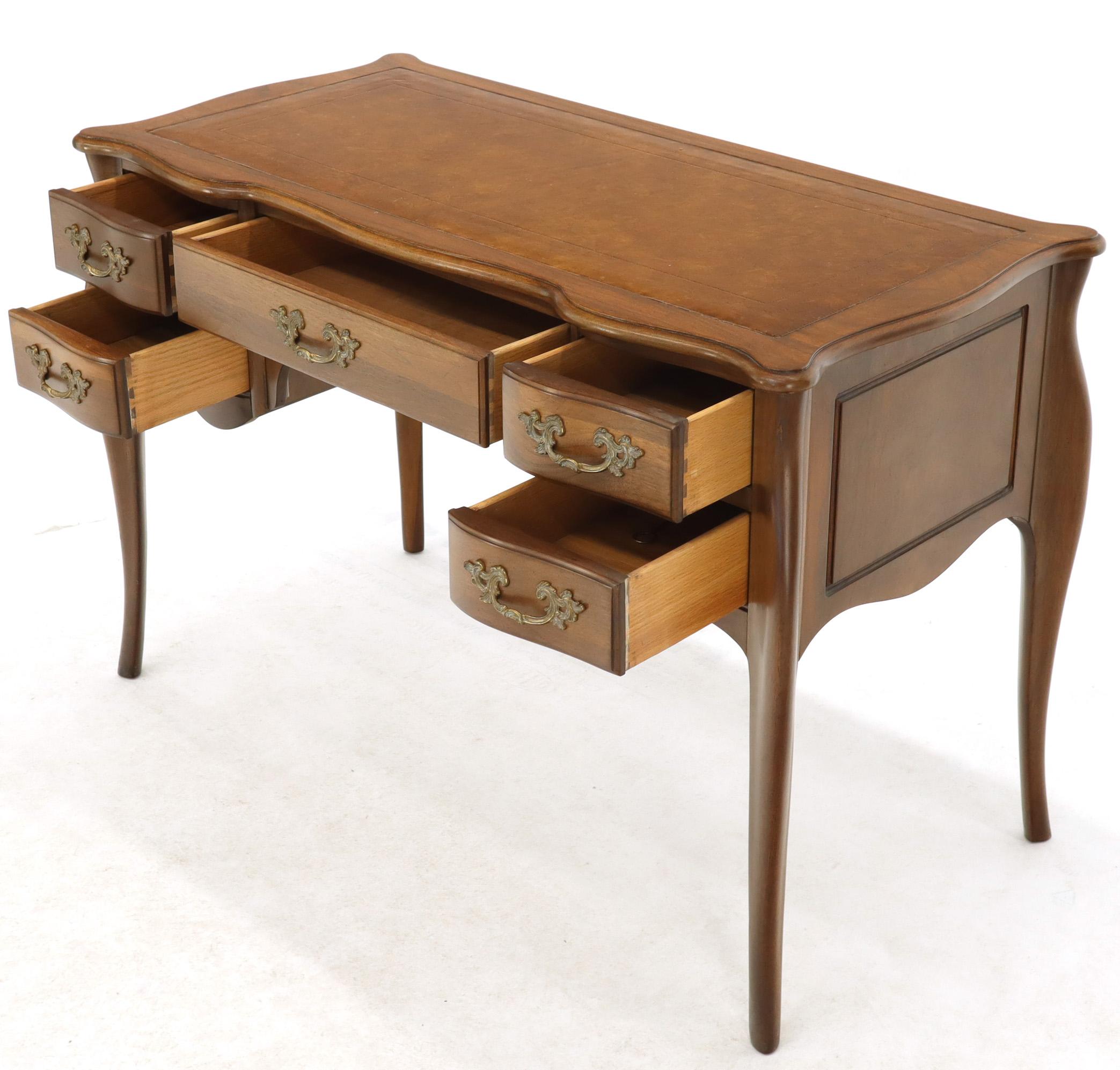 Karges Solid Walnut French Country Leather Top Petit Desk Writing Table Console 1