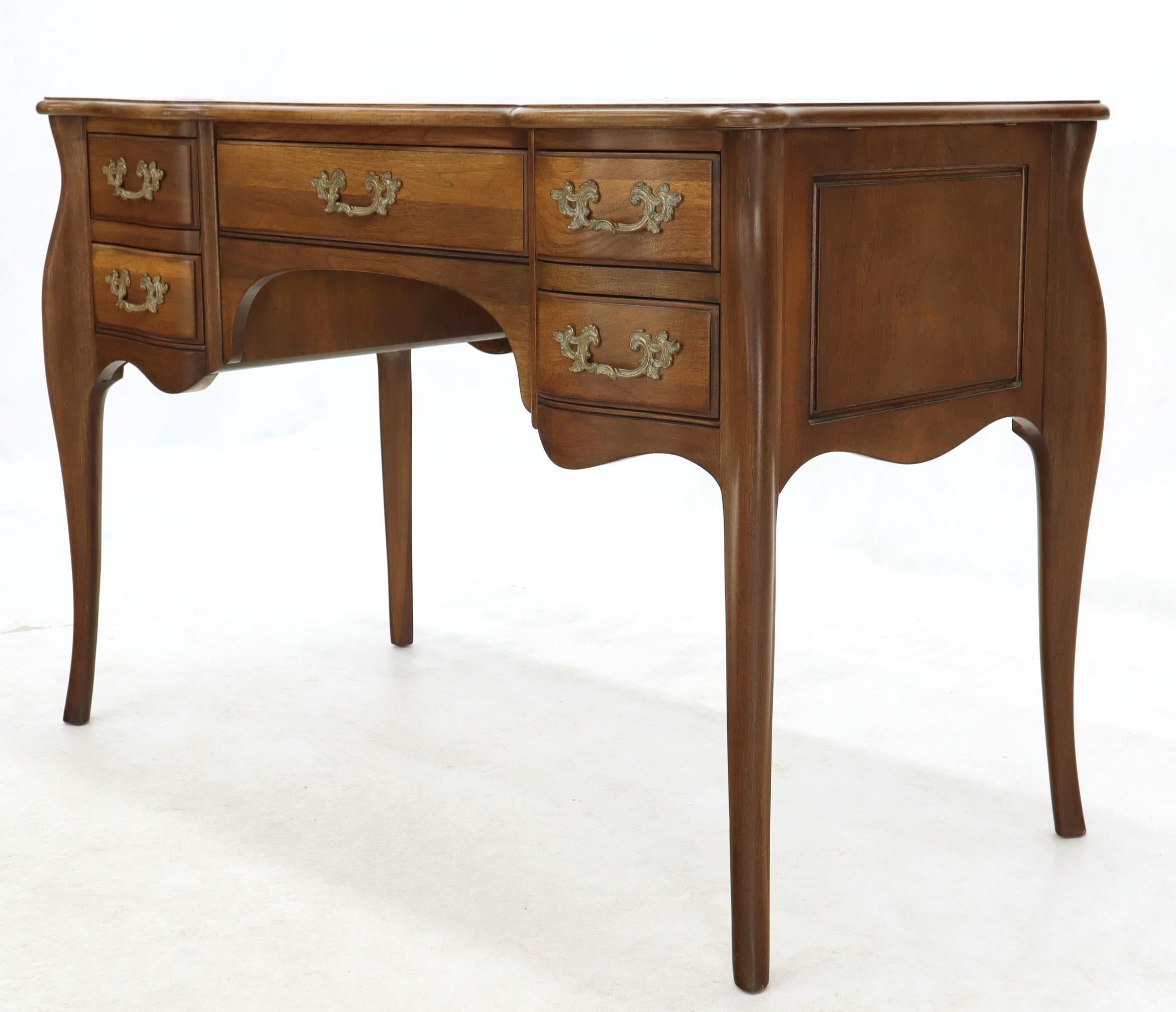 Karges Solid Walnut French Country Leather Top Petit Desk Writing Table Console 6