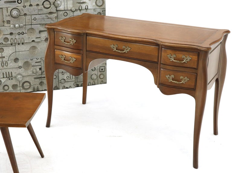 Karges Solid Walnut French Country Leather Top Petit Desk Writing
