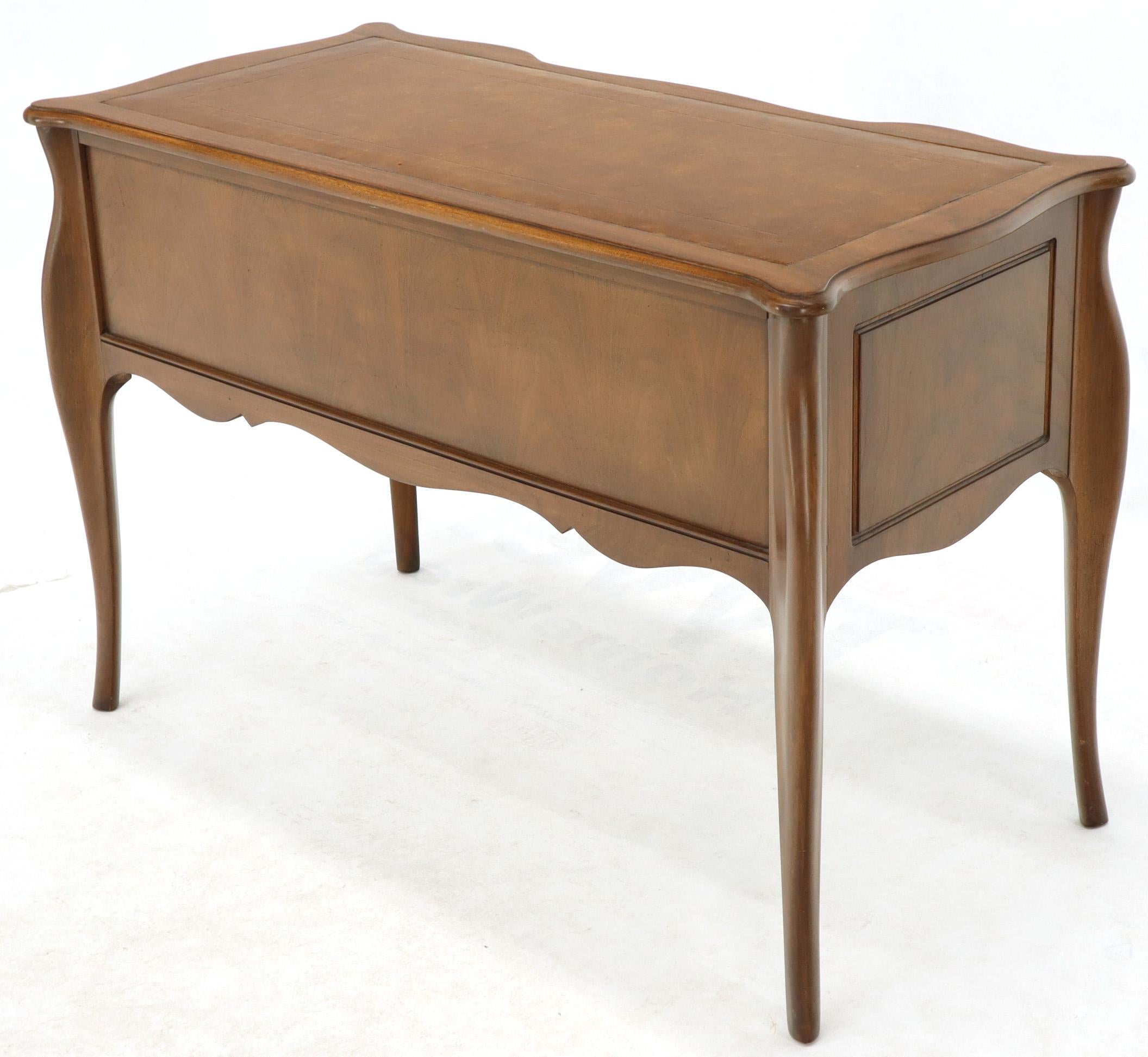 American Karges Solid Walnut French Country Leather Top Petit Desk Writing Table Console