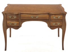 Karges Solid Walnut French Country Leather Top Petit Desk Writing Table Console