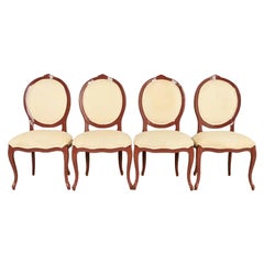 Karges Style French Provincial Louis XV Brown Lacquered Dining Chairs, Set of 4