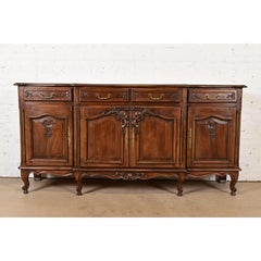 Karges Style French Provincial Louis XV Carved Walnut Sideboard Credenza