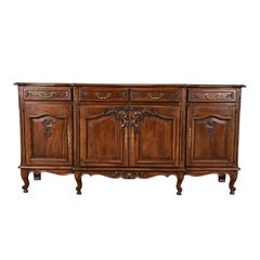 Karges Style French Provincial Louis XV Carved Walnut Sideboard Credenza