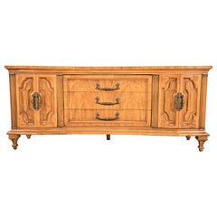 Karges Style French Regency Louis XVI Carved Fruitwood Credenza, Circa 1960s