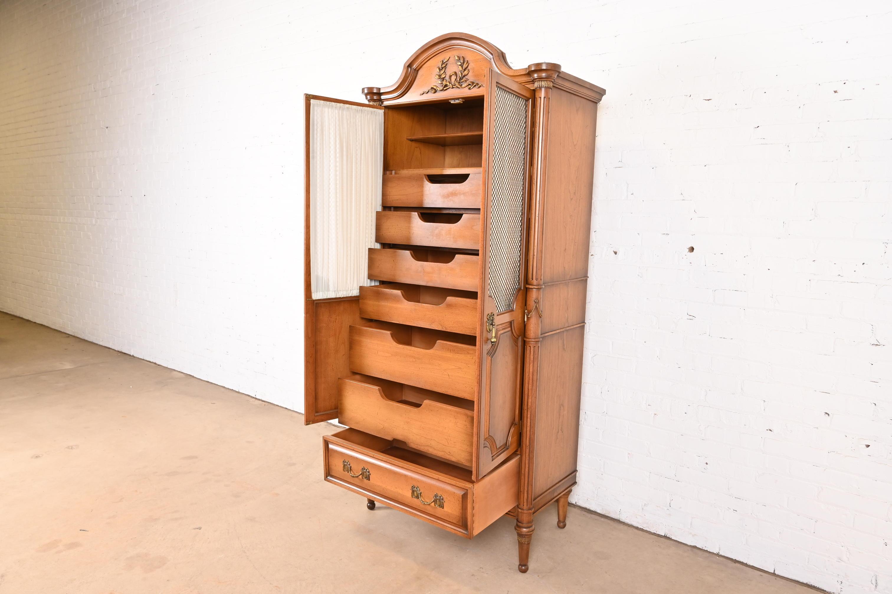 Karges Style French Regency Louis XVI Fruitwood Armoire Dresser or Linen Press For Sale 4