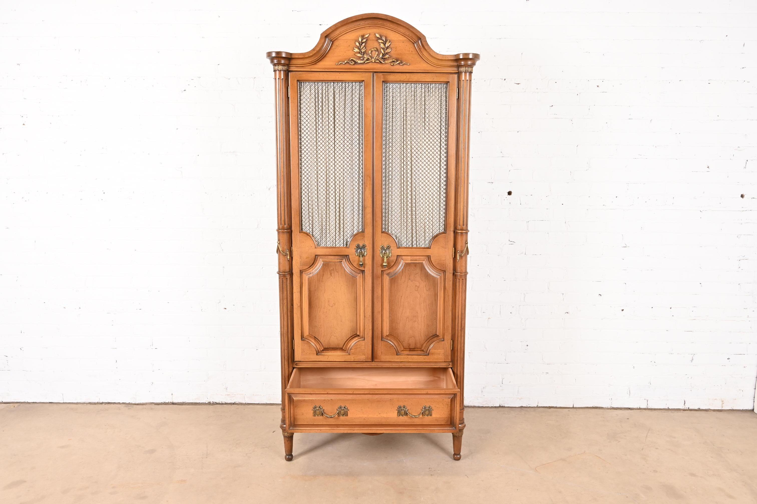 Karges Style French Regency Louis XVI Fruitwood Armoire Dresser or Linen Press For Sale 5