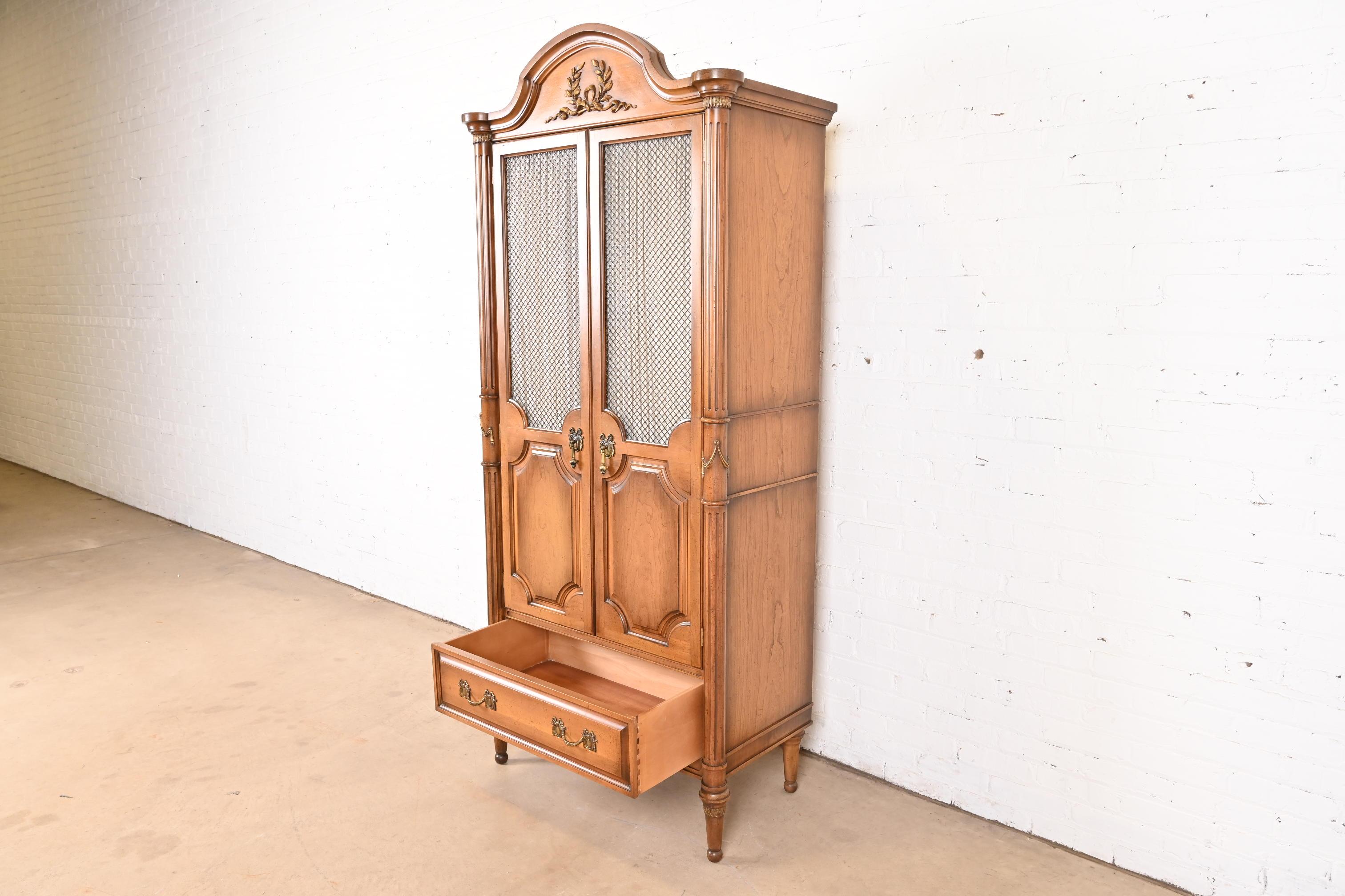 Karges Style French Regency Louis XVI Fruitwood Armoire Dresser or Linen Press For Sale 6