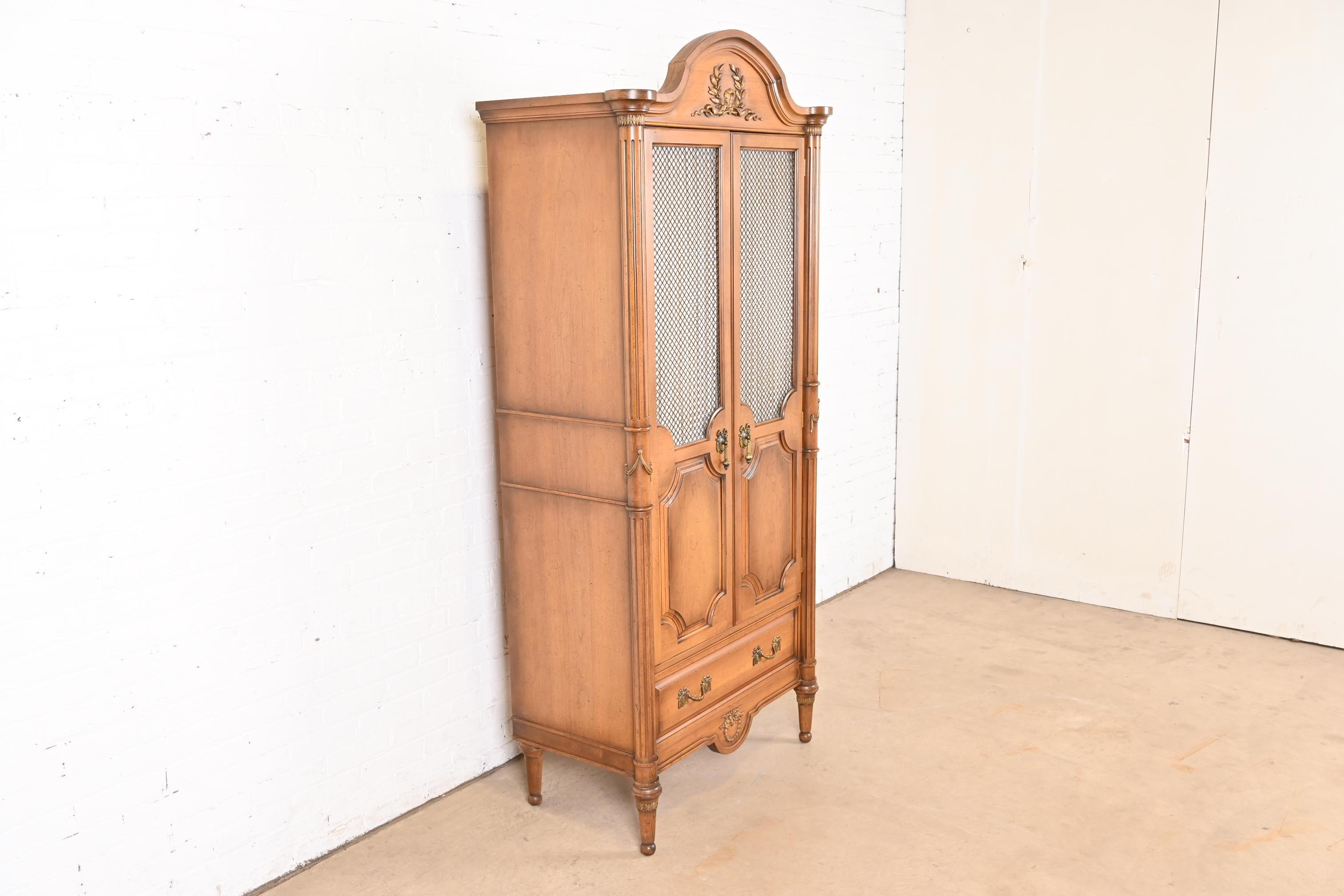 Mid-20th Century Karges Style French Regency Louis XVI Fruitwood Armoire Dresser or Linen Press For Sale