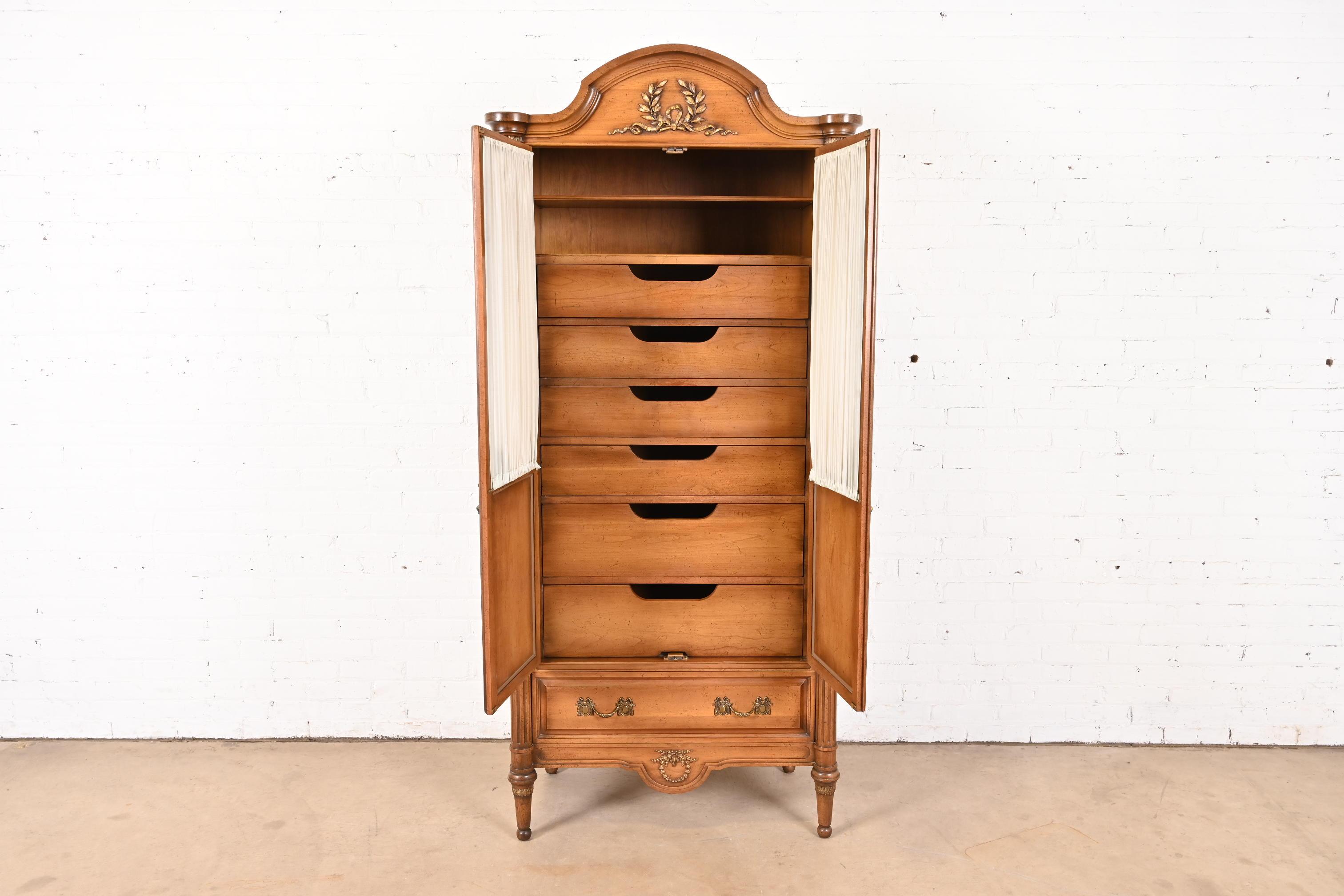 Karges Style French Regency Louis XVI Fruitwood Armoire Dresser or Linen Press For Sale 1