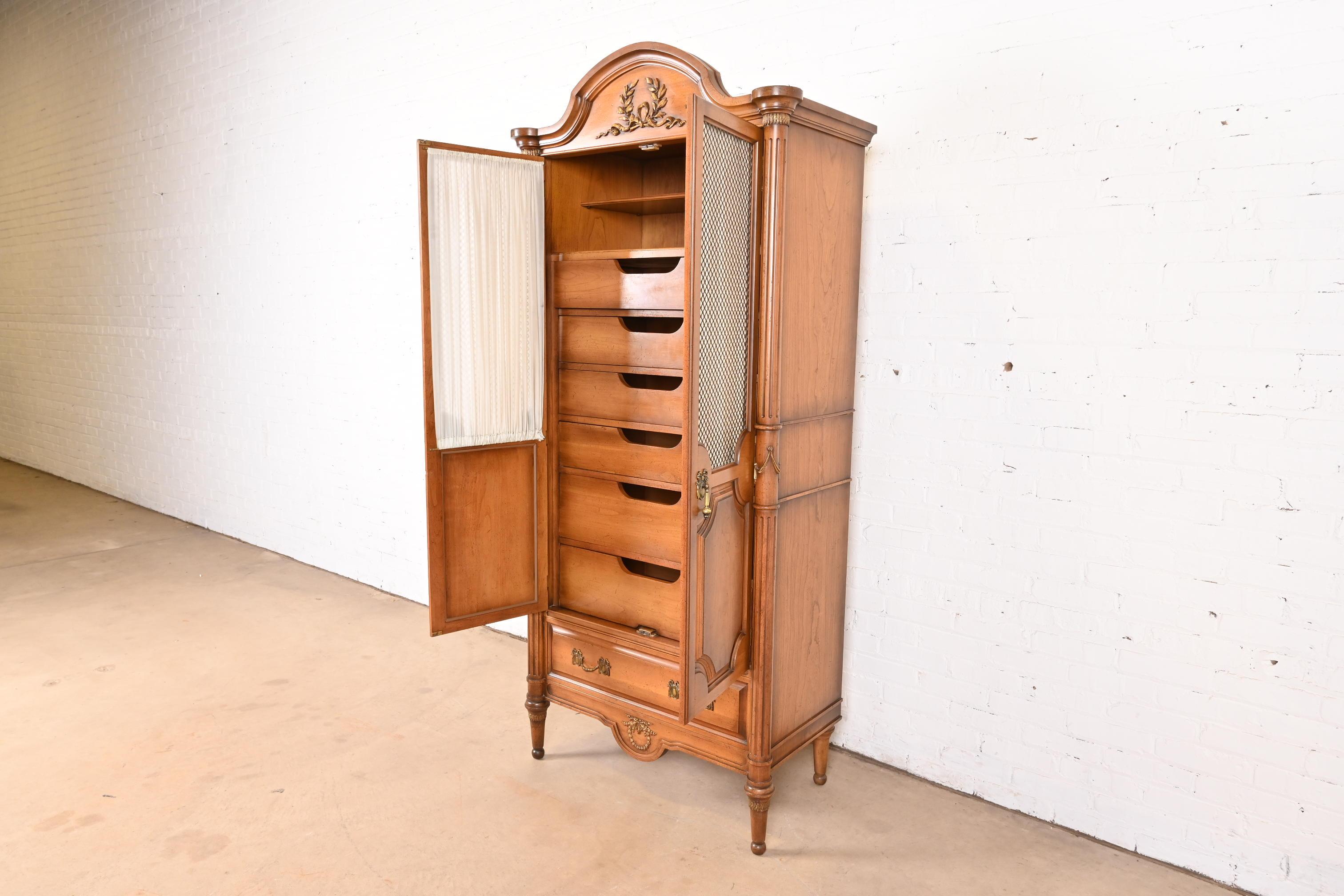 Karges Style French Regency Louis XVI Fruitwood Armoire Dresser or Linen Press For Sale 2
