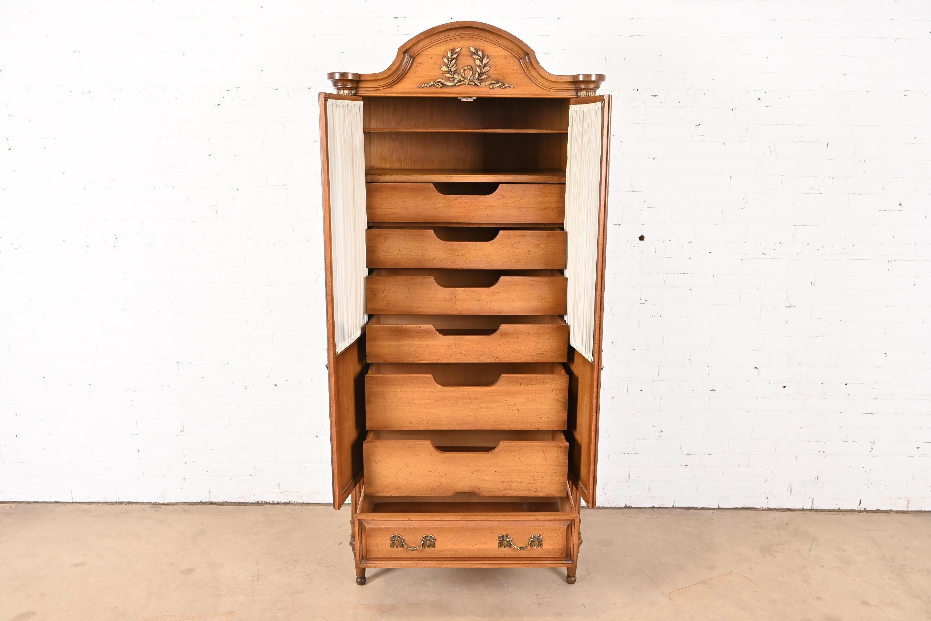 Karges Style French Regency Louis XVI Fruitwood Armoire Dresser or Linen Press For Sale 3