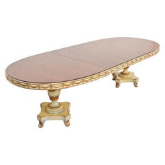 Karges Style Italian Regency Walnut Pedestal Extension Dining Table, Circa 1940s