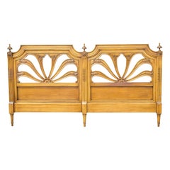 Karges Vintage French Regency Hollywood Regency Walnut King Size Bed Headboard