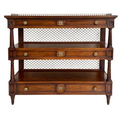Karges Walnut 3-Tiered Server/Silver Buffet Cabinet with Brass Gallery