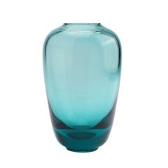 Vase Karhula en verre d'art soufflé bleu-vert, années 1940