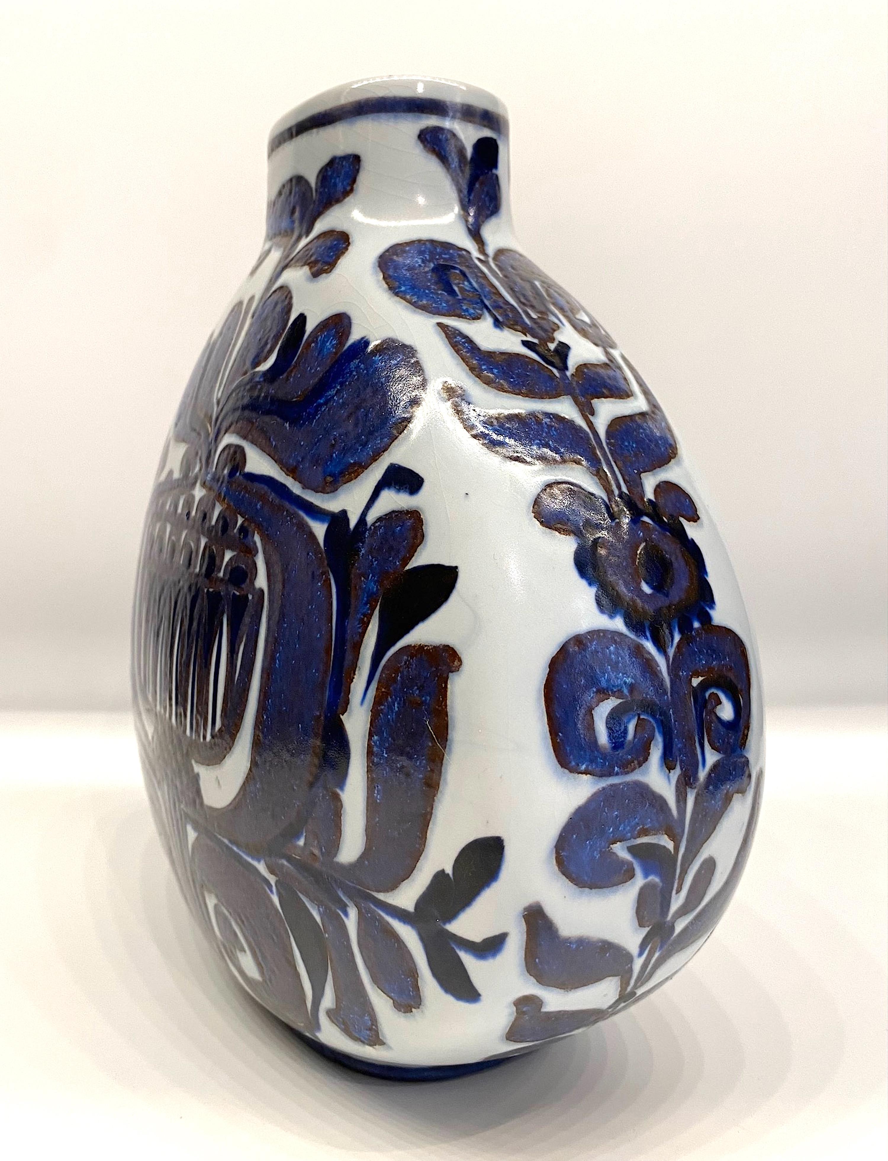 Danish  Kari Christiansen for Royal Copenhagen & Alumia Art Pottery Ceramic Vase For Sale
