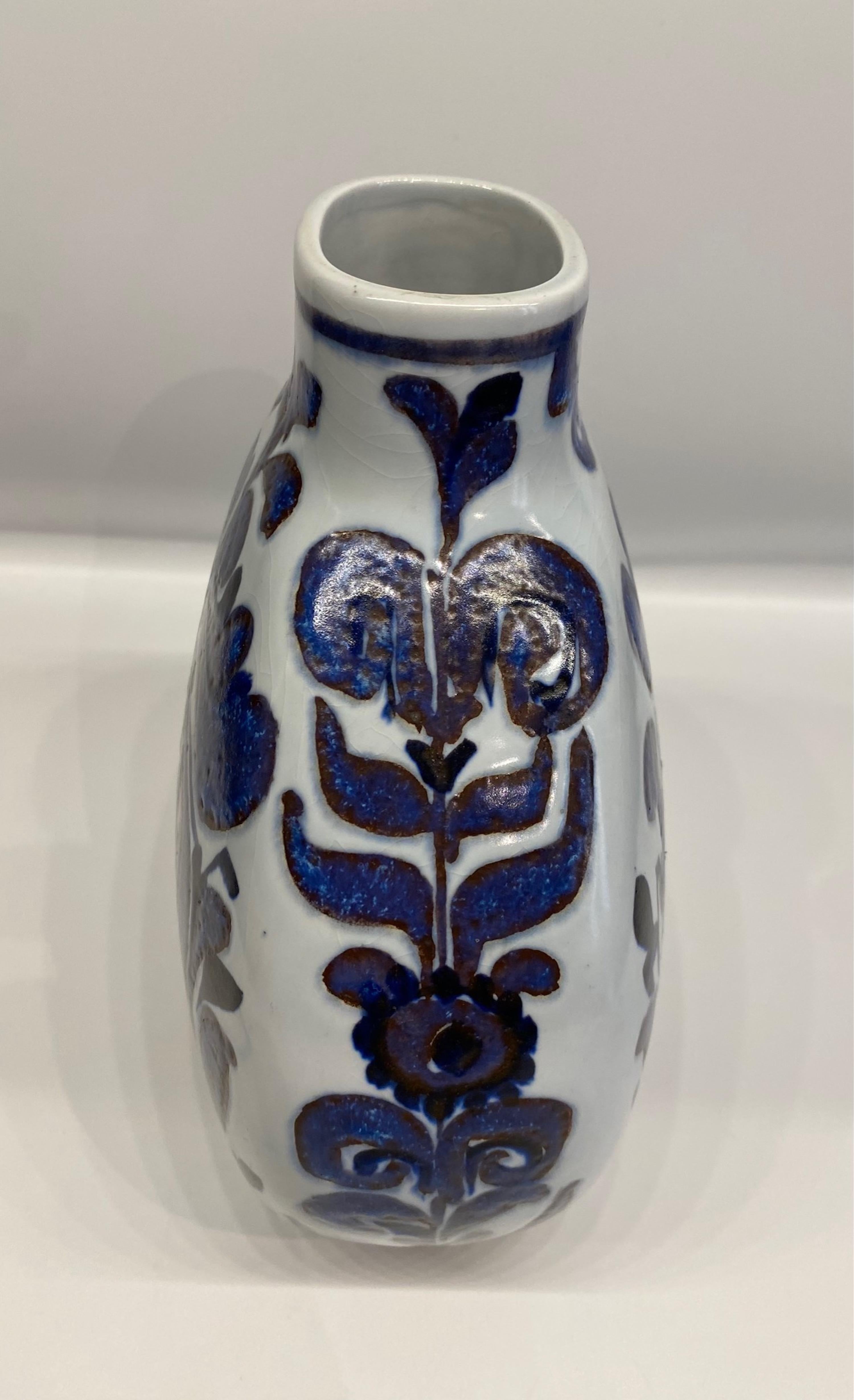 Mid-20th Century  Kari Christiansen for Royal Copenhagen & Alumia Art Pottery Ceramic Vase For Sale