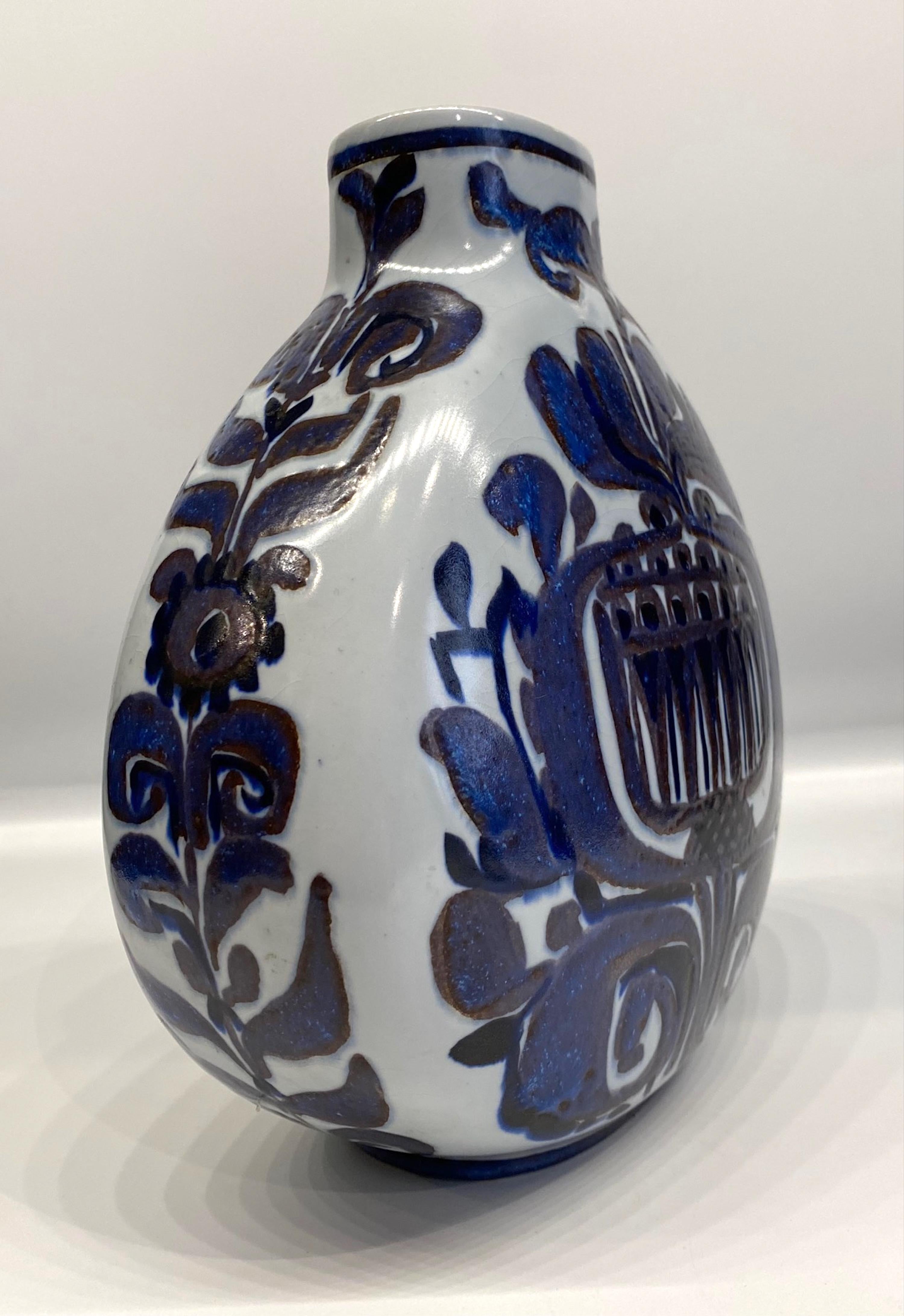  Kari Christiansen for Royal Copenhagen & Alumia Art Pottery Ceramic Vase For Sale 3